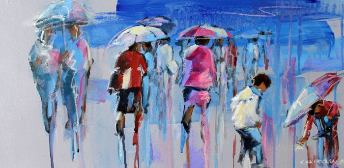 Playing in the Rain — painting by Rui Carruço