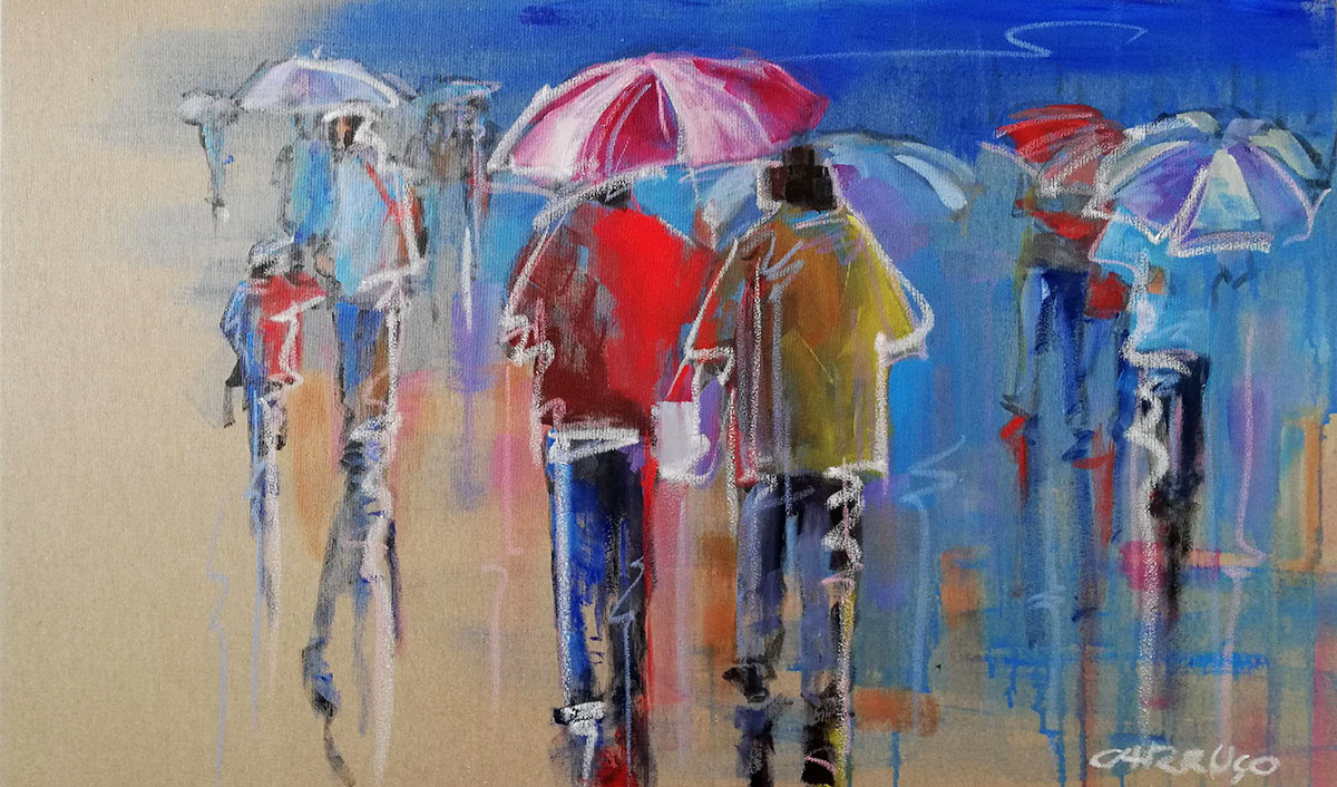 Debaixo de um guarda-chuva — obra de Rui Carruço