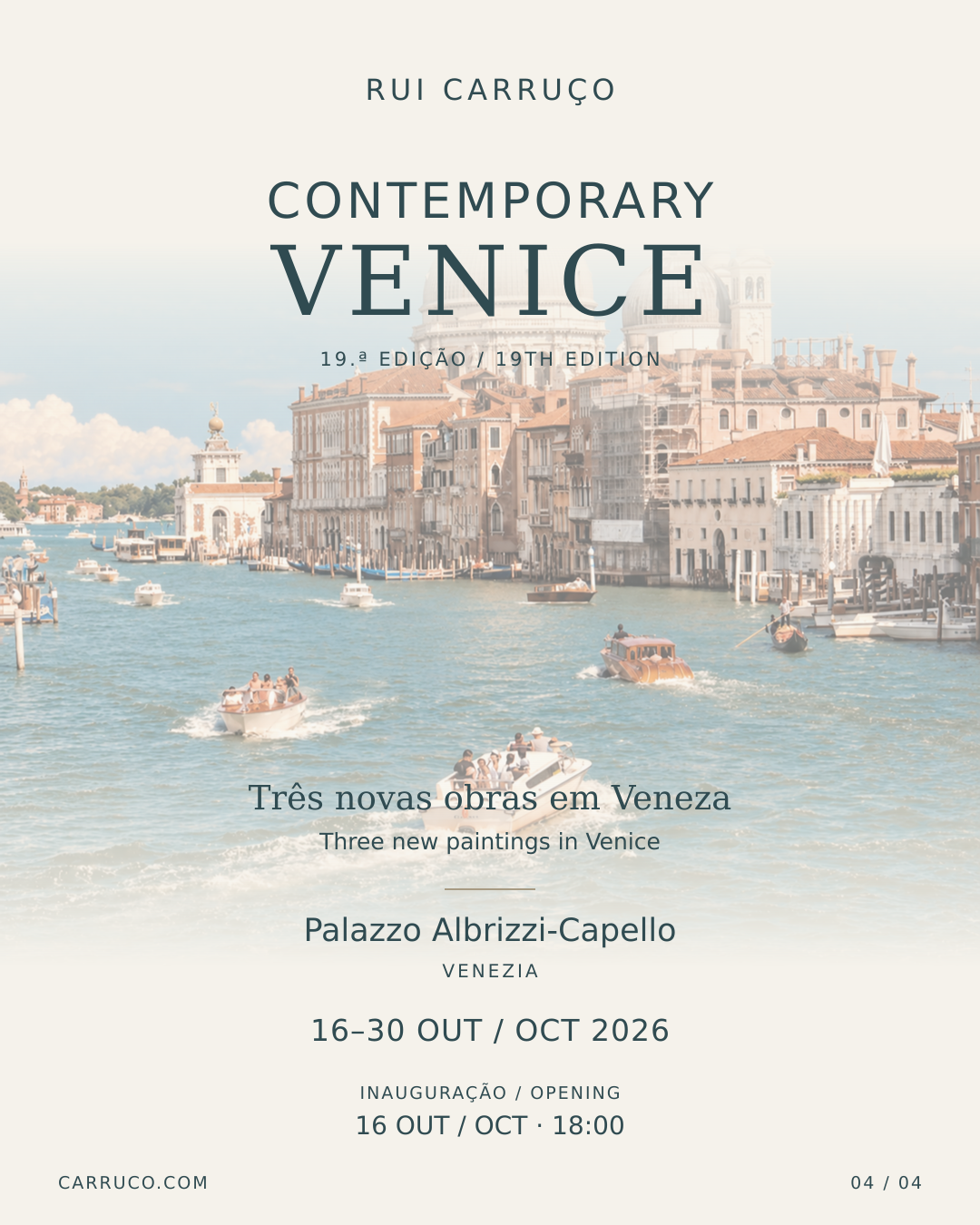 Convite: Rui Carruço em CONTEMPORARY VENICE — Palazzo Albrizzi-Capello