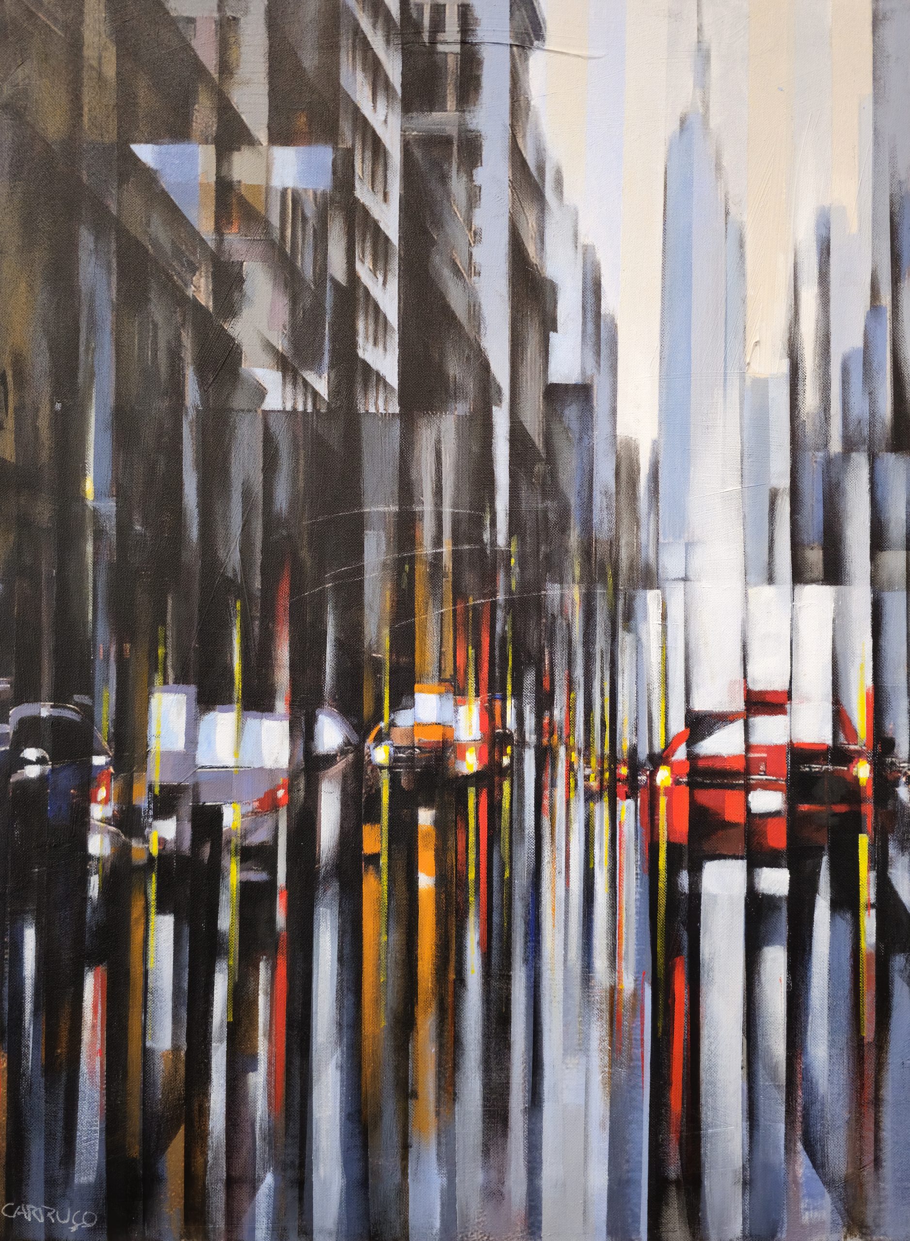 A Cidade Respira em Fragmentos — pintura original de Rui Carruço