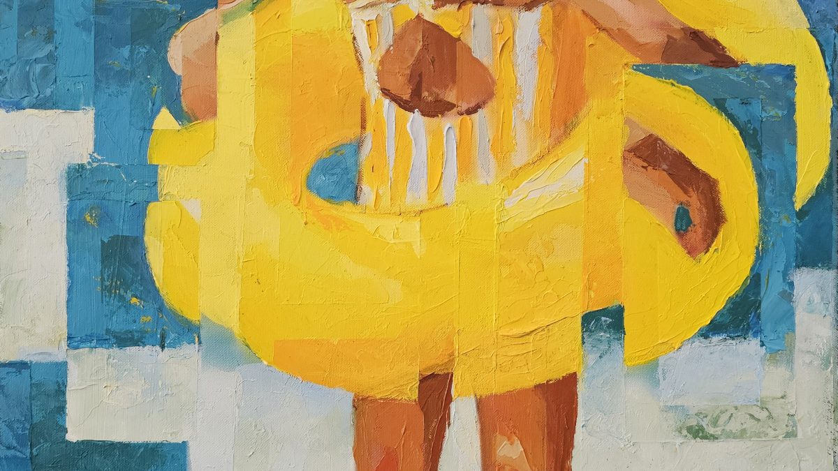 A Menina e o Mar Por Dizer — pintura original de Rui Carruço