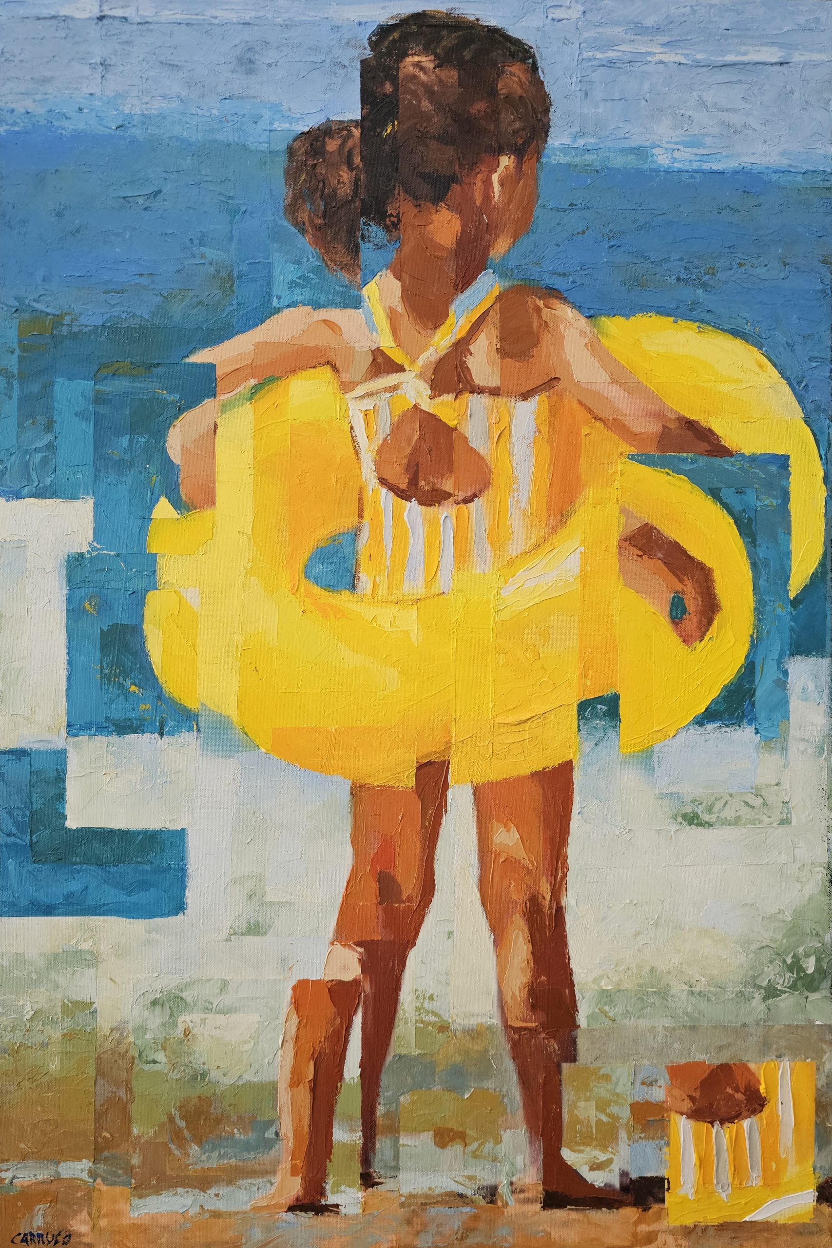 A Menina e o Mar Por Dizer — pintura original de Rui Carruço