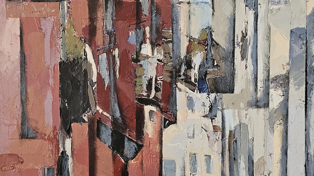 Alfama em Fragmentos de Luz — pintura original de Rui Carruço