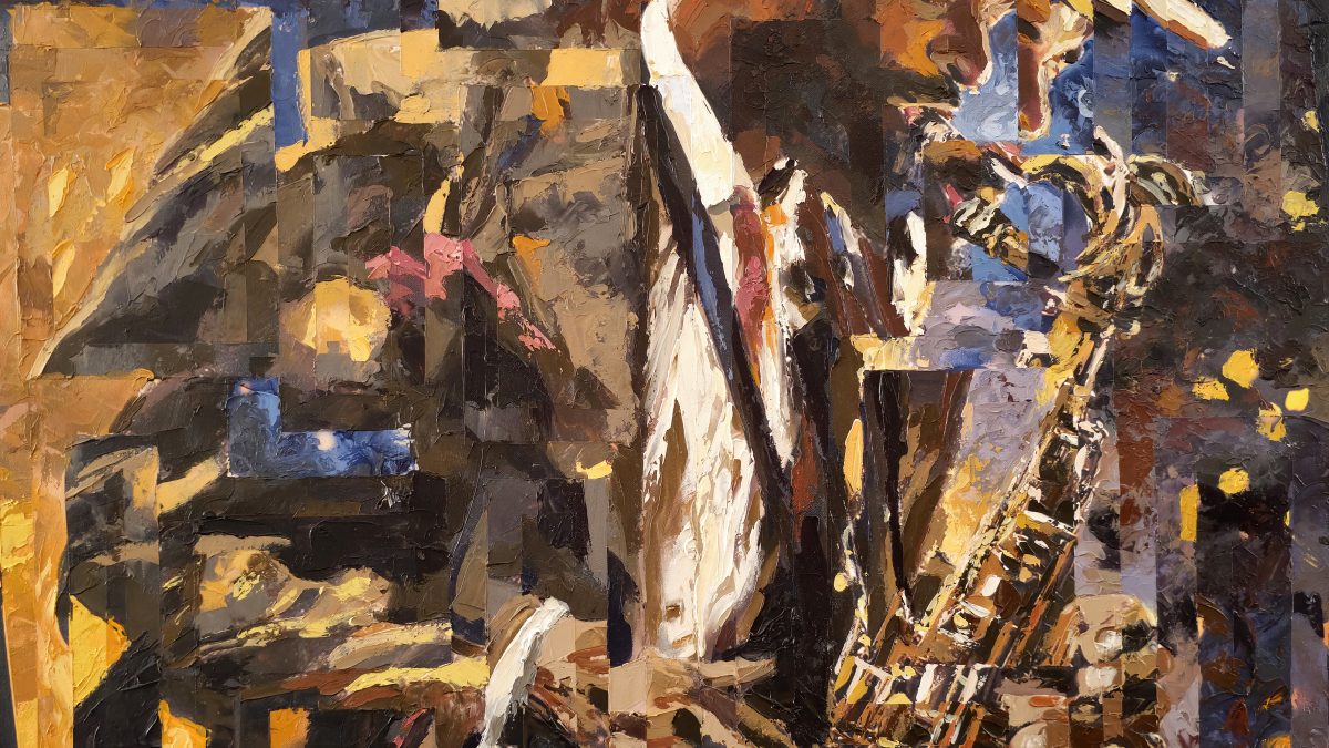 Blues em Camadas de Tempo — pintura original de Rui Carruço