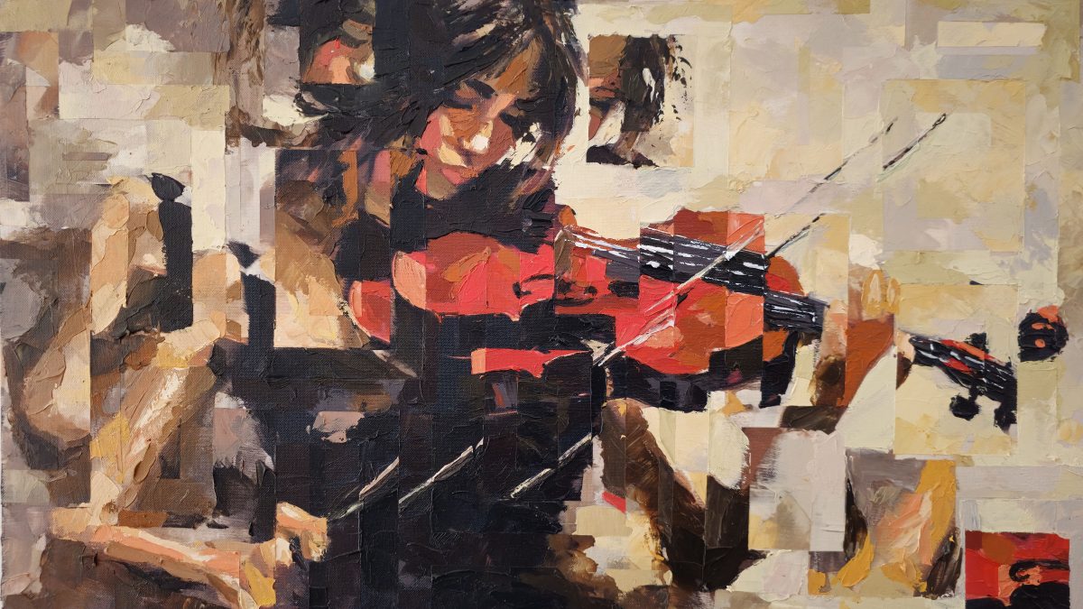Pintura Harmonia dos Sonhos, violinista, Rui Carruço