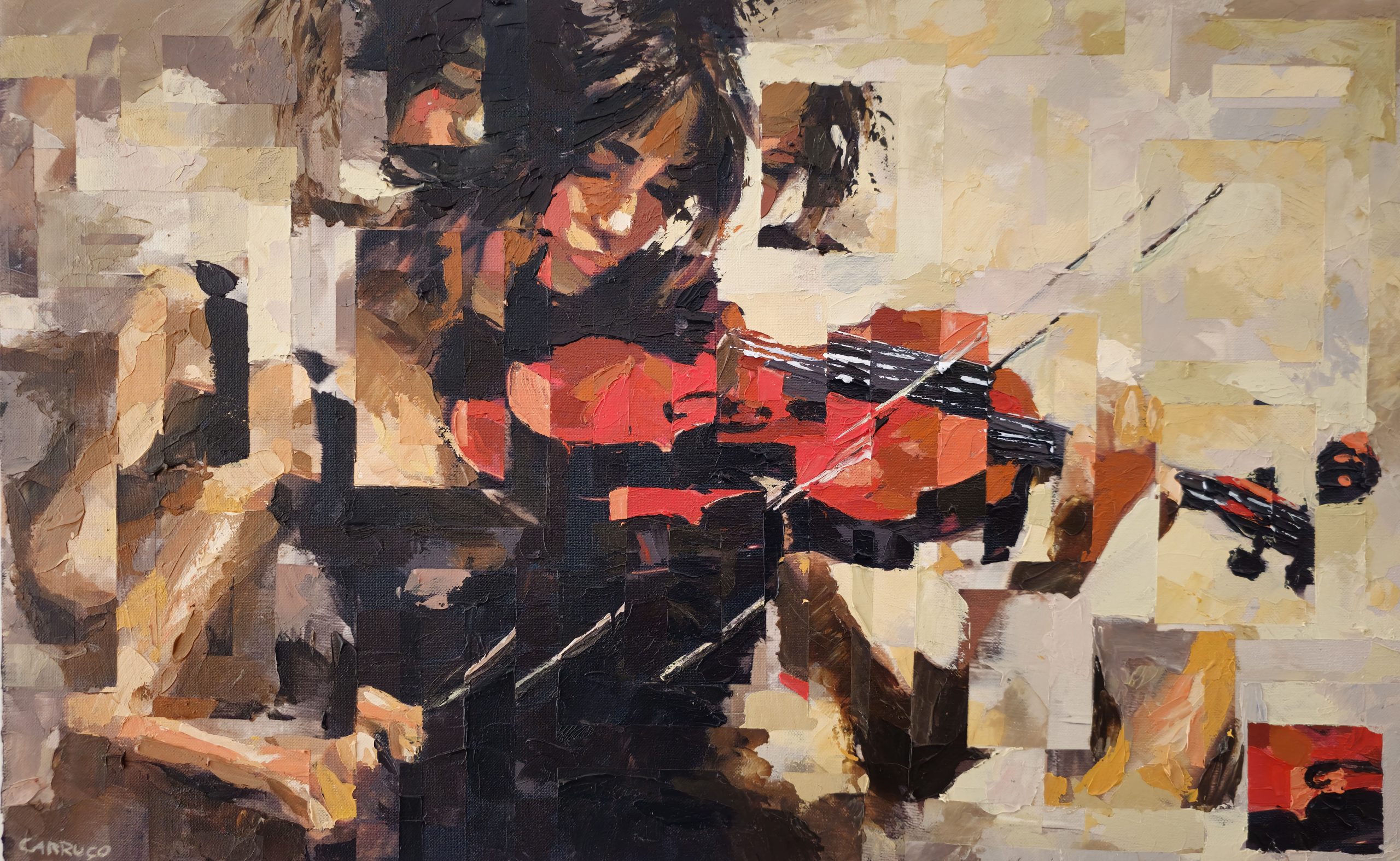 Pintura Harmonia dos Sonhos, violinista, Rui Carruço