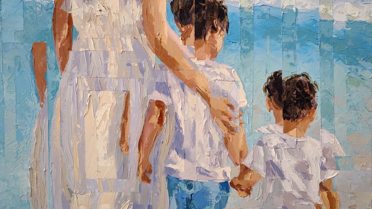 Linhas de amor sobre a areia do tempo — pintura original de Rui Carruço