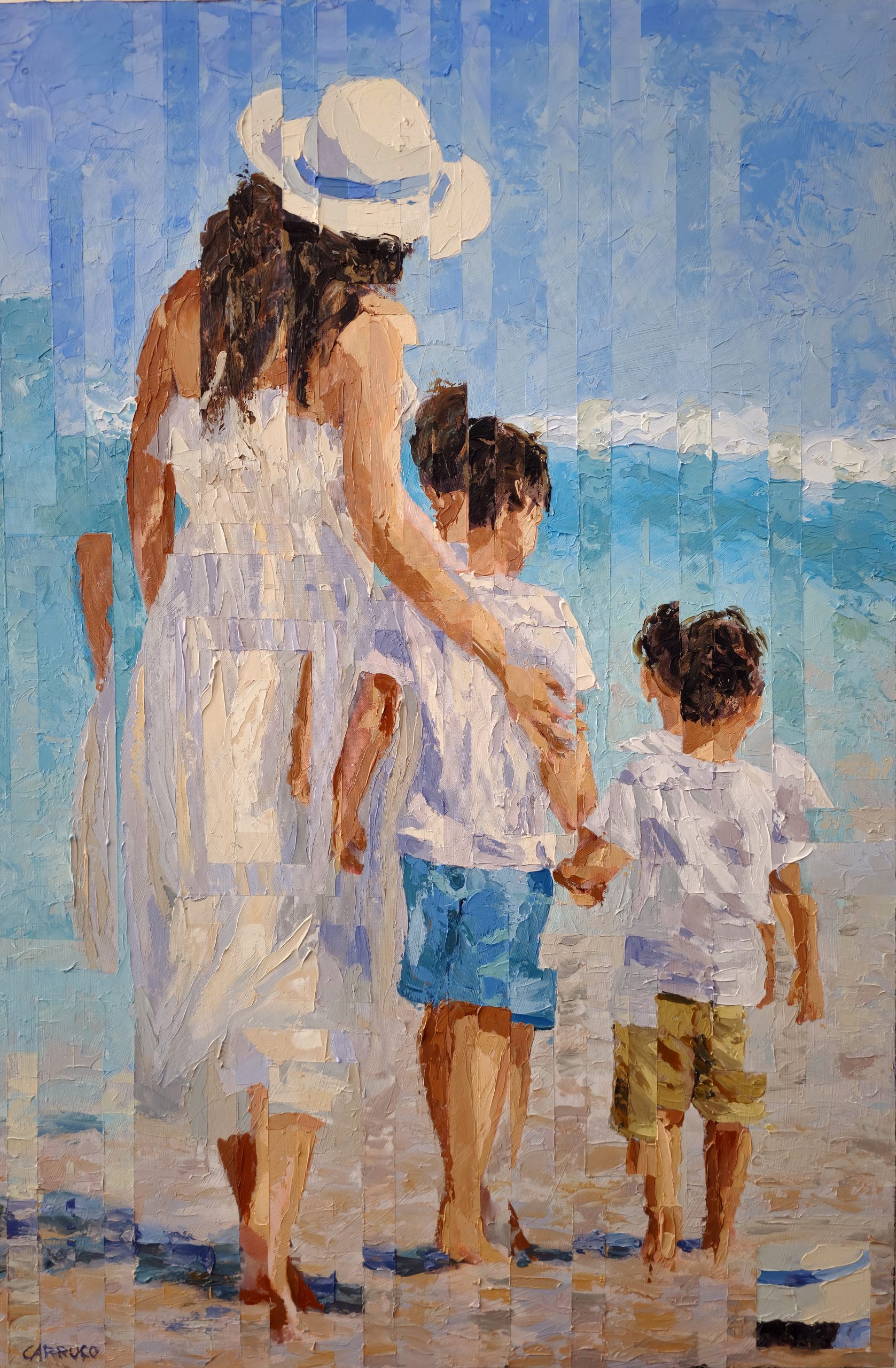 Linhas de amor sobre a areia do tempo — pintura original de Rui Carruço