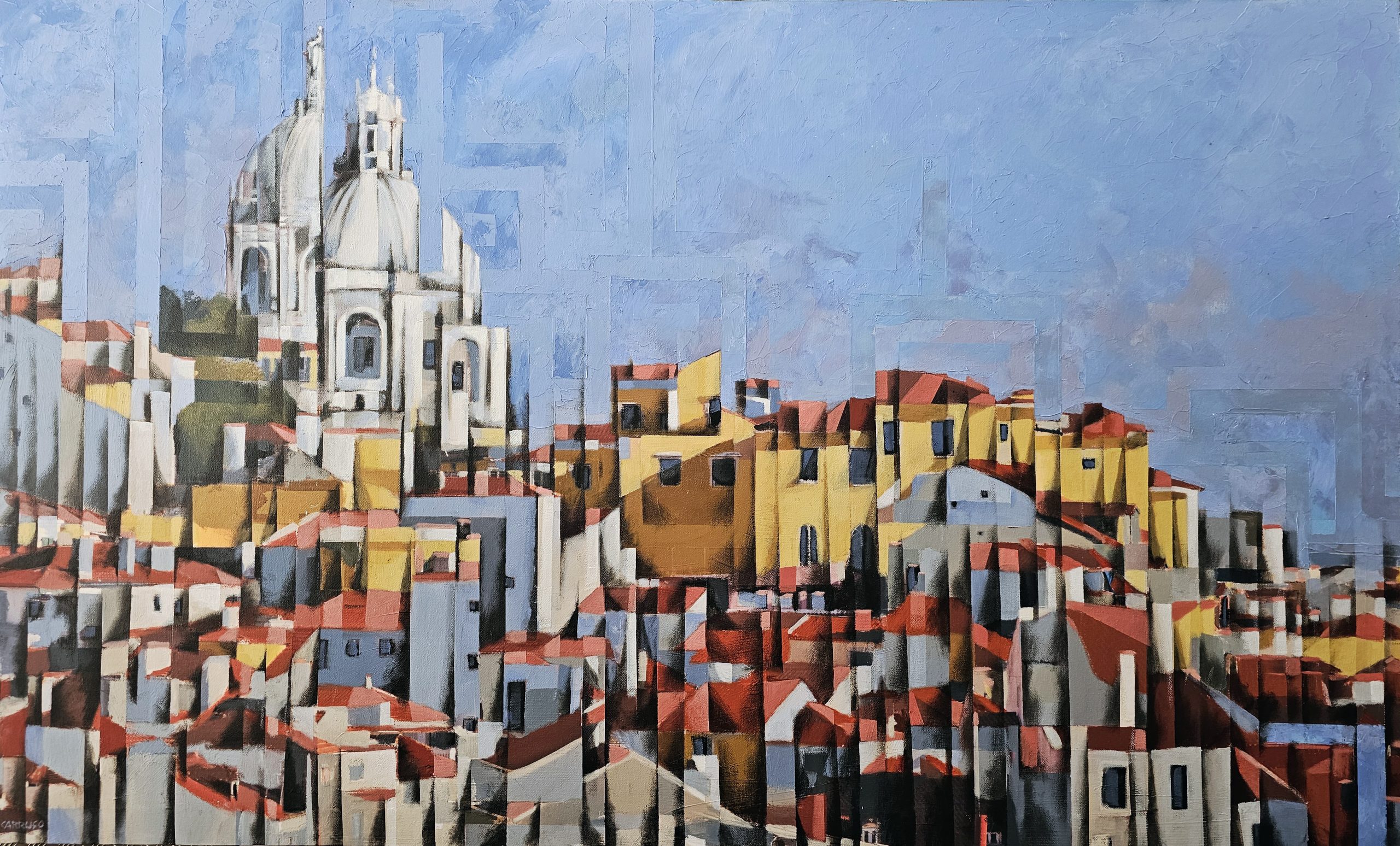 Lisboa – Janelas para a Eternidade, pintura de Rui Carruço inspirada no Panteão e na paisagem urbana de Lisboa
