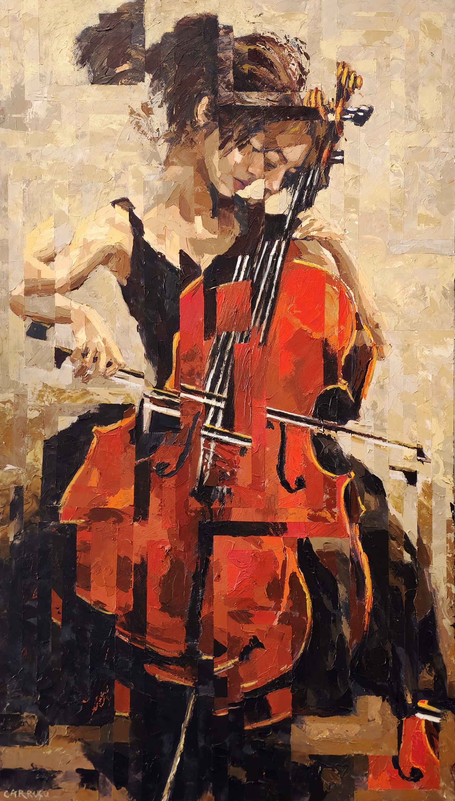 O Som que Desenha a Ausência — pintura original de Rui Carruço