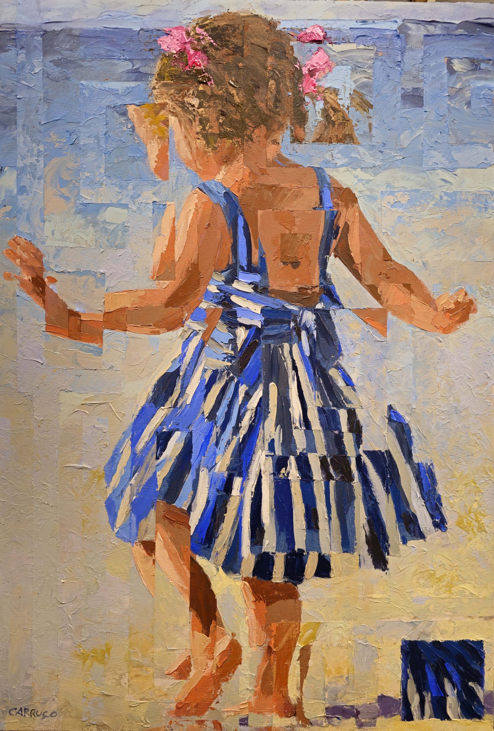 Passos de Luz na Areia — pintura original de Rui Carruço