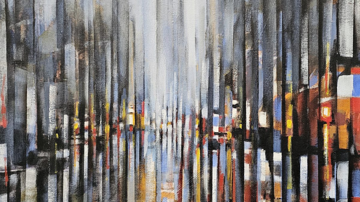 Ritmo Molhado da Cidade — pintura original de Rui Carruço