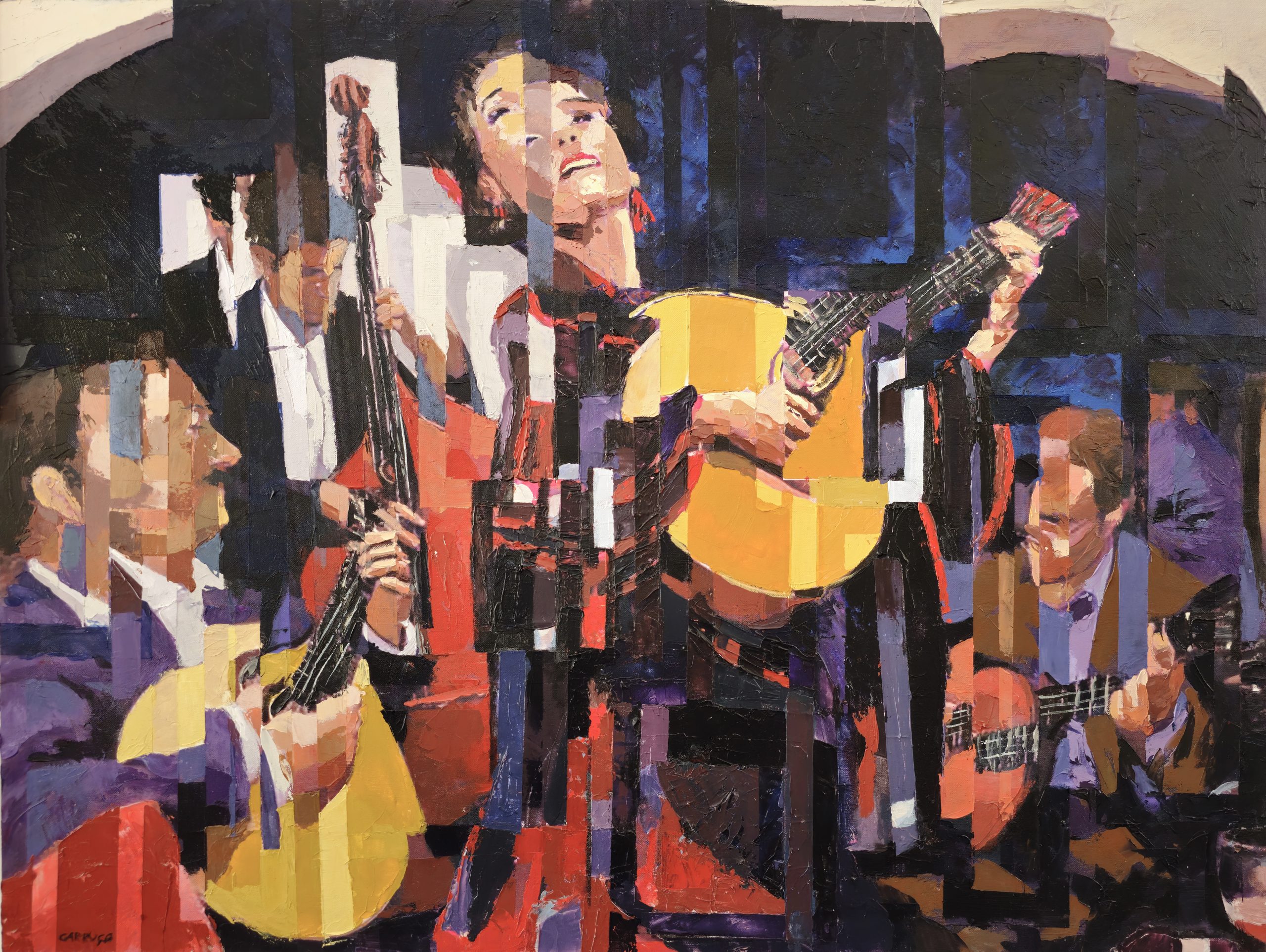 Sombras e Acordes na Madrugada — pintura original de Rui Carruço