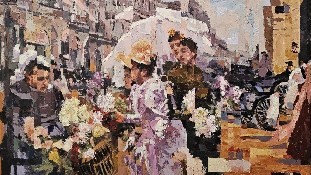 The Flower Market, Rivoli Street — Homenagem a Louis Marie de Schryver — pintura original de Rui Carruço