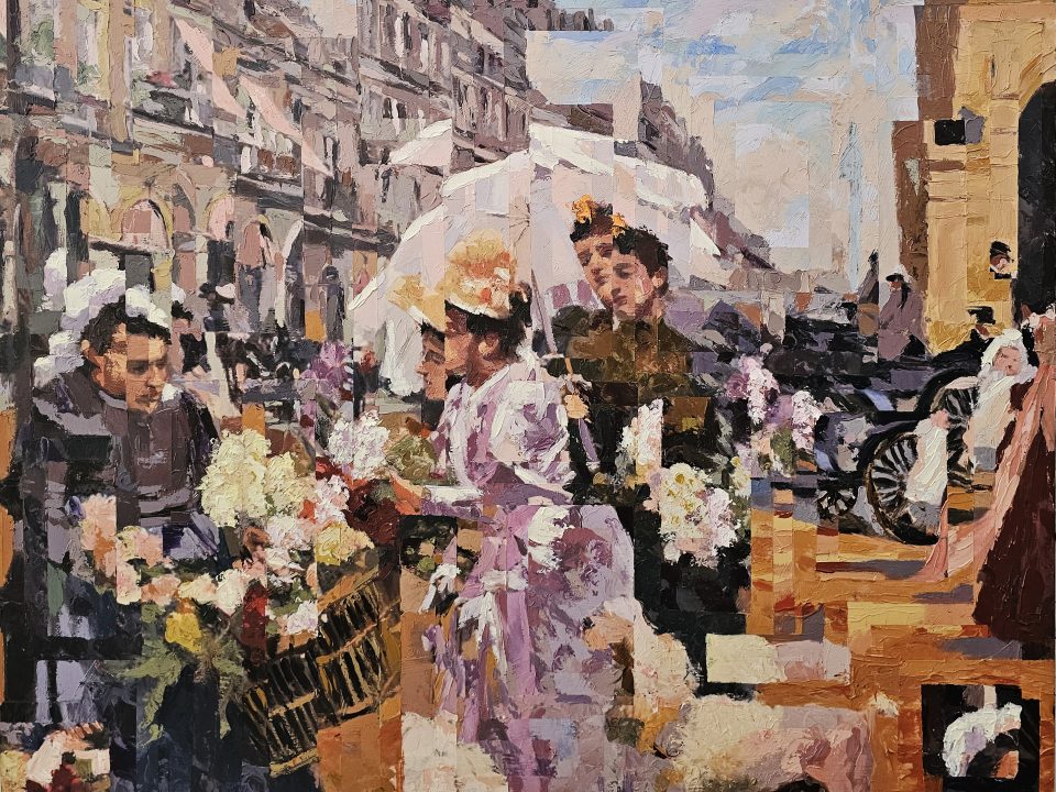 The Flower Market, Rivoli Street — Homenagem a Louis Marie de Schryver — pintura original de Rui Carruço