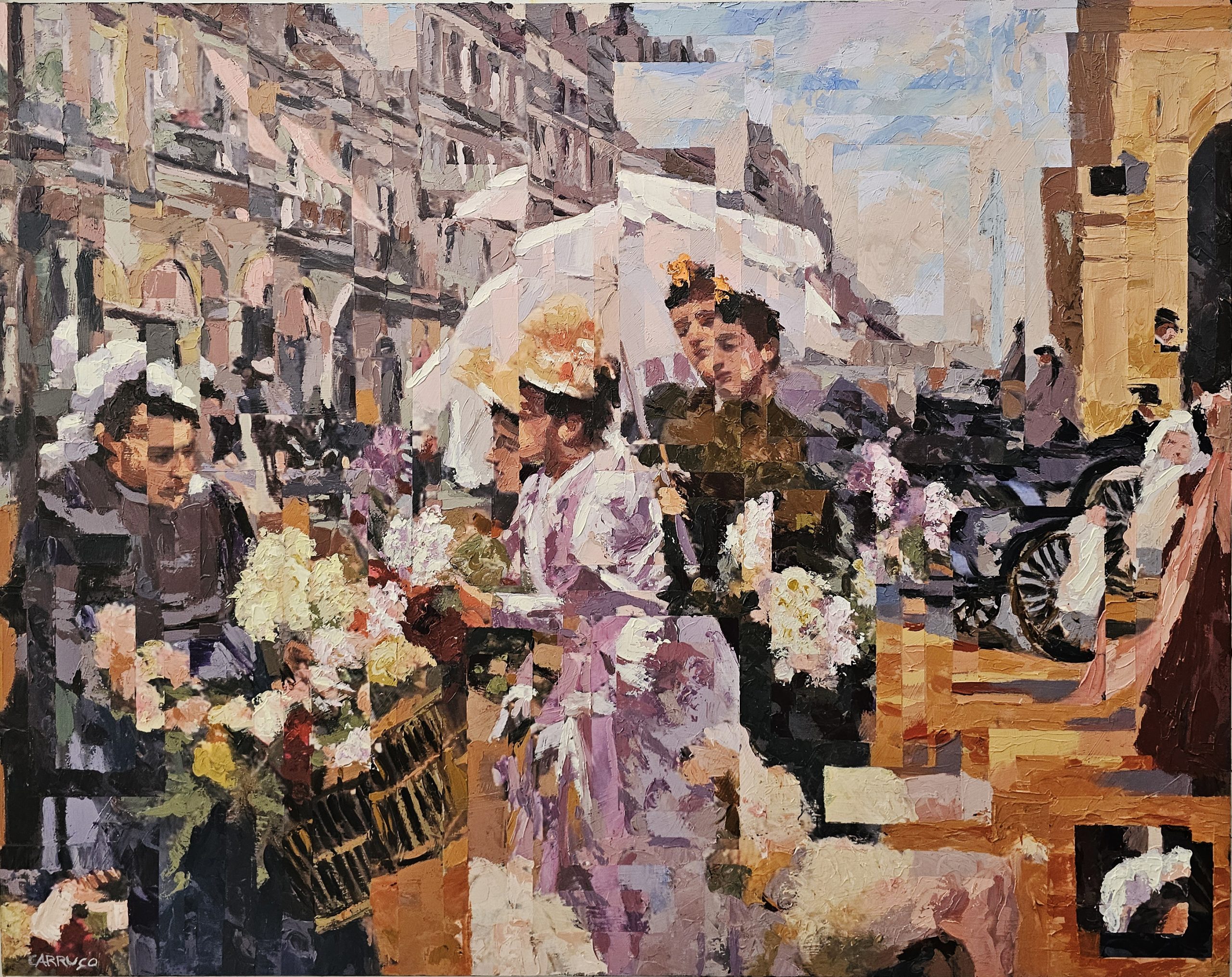The Flower Market, Rivoli Street — Homenagem a Louis Marie de Schryver — pintura original de Rui Carruço